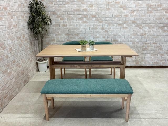 ダイニングテーブルセット　４人掛け　オーク　ナチュラル / グリーン　新品