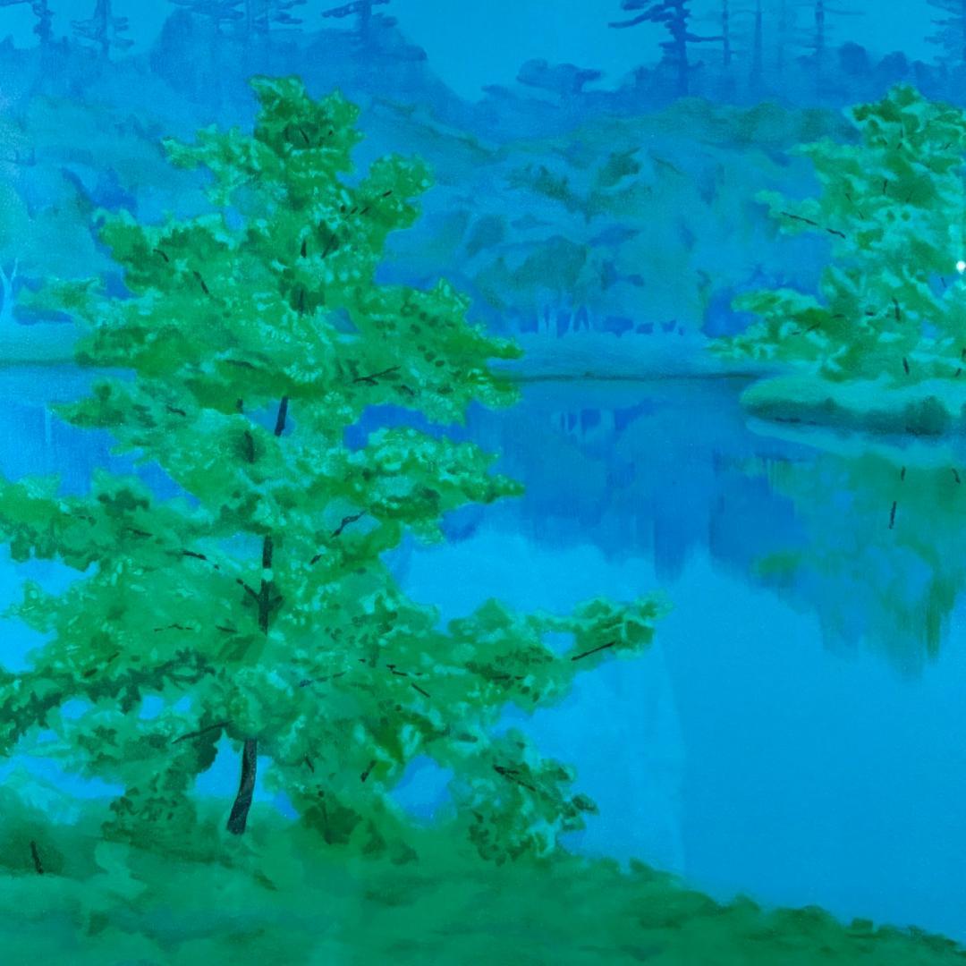 浜田昇児「緑映」リトグラフ 直筆サイン入り 額縁入り 限定150点 濱田昇児