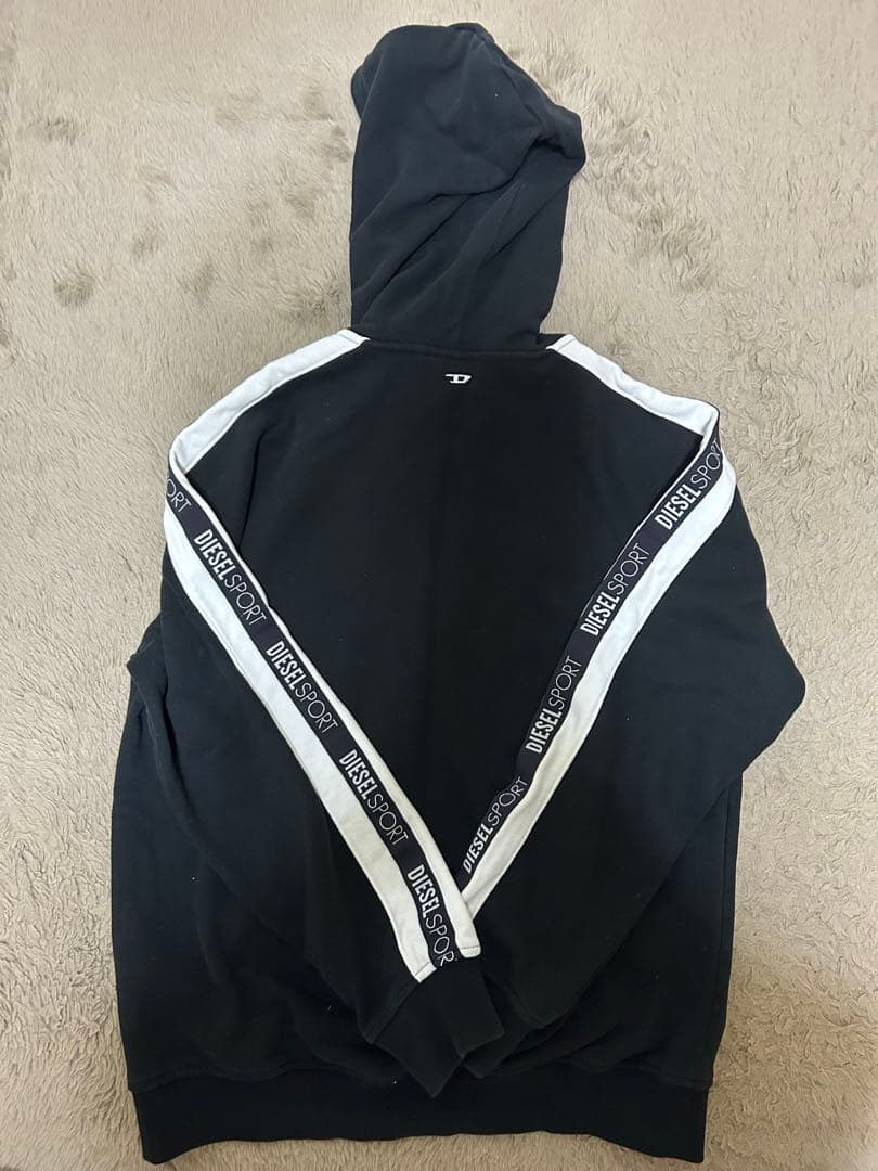 DIESEL SPORT ロゴライン ジップパーカー 黒