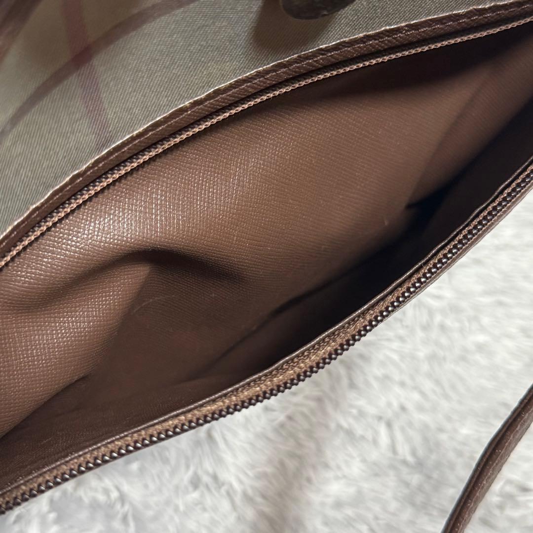 フィロ様★バーバリーズ ノバチェック ショルダーバッグ PVC×レザークロス