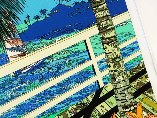 Y2370-2 鈴木英人【二人のウォーターフロント】シルク 直筆サイン AP