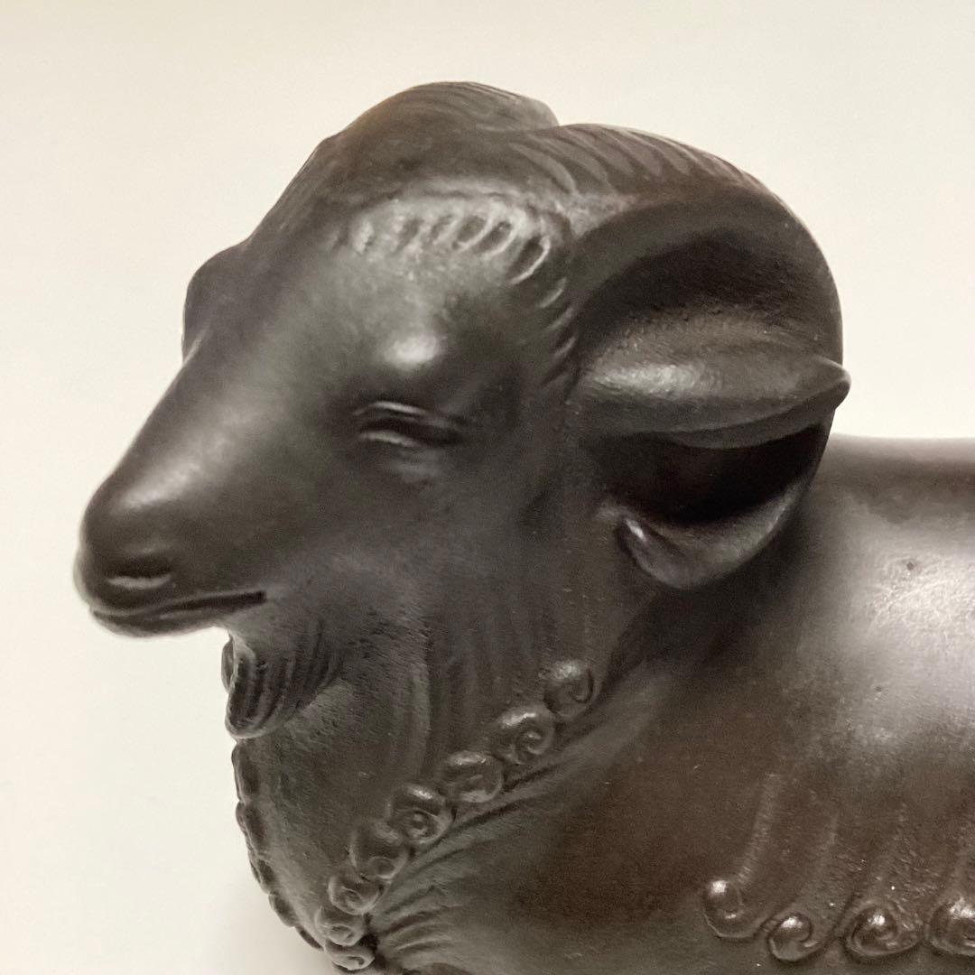 ☆人間国宝 ☆ 彫刻家 ☆ 香取正彦 ☆ 鋳銅　「羊」 置物　共箱　978g