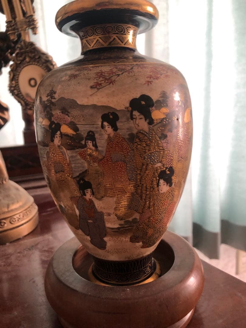 【薩摩焼・安井造】 一級品 花瓶 骨董品 美術品 約18×10cm」