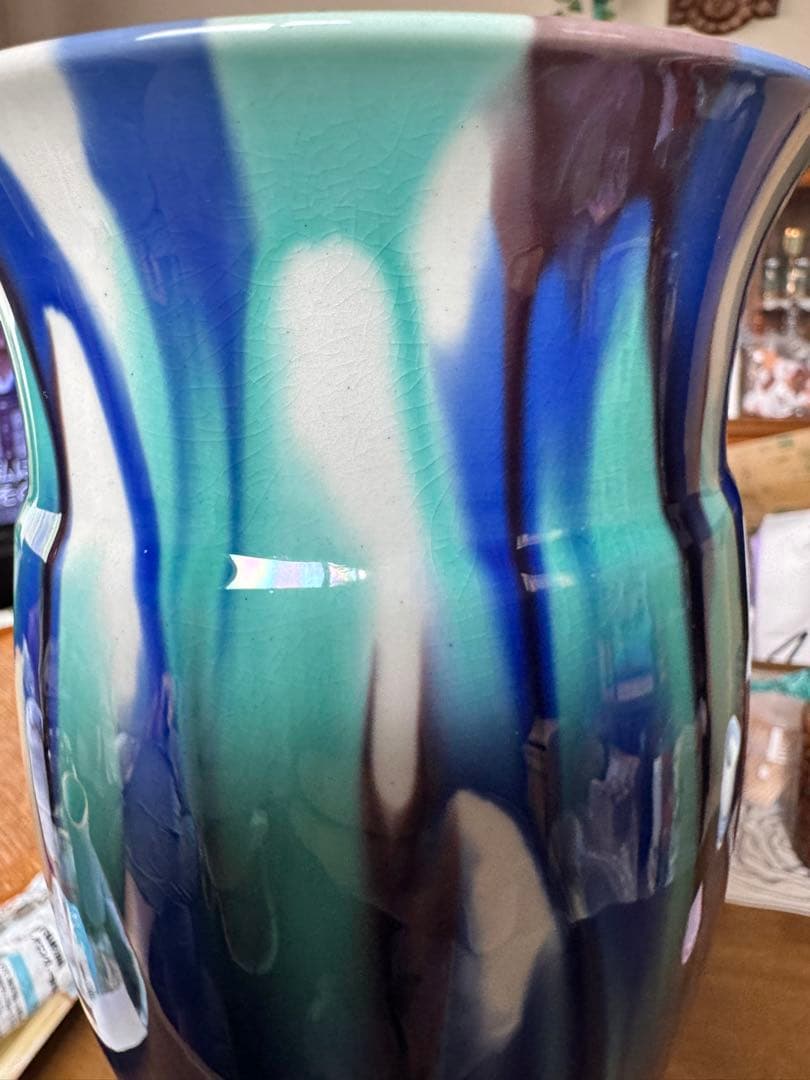 人間国宝　三代　徳田八十吉　燿彩杯　高さ36.5cm