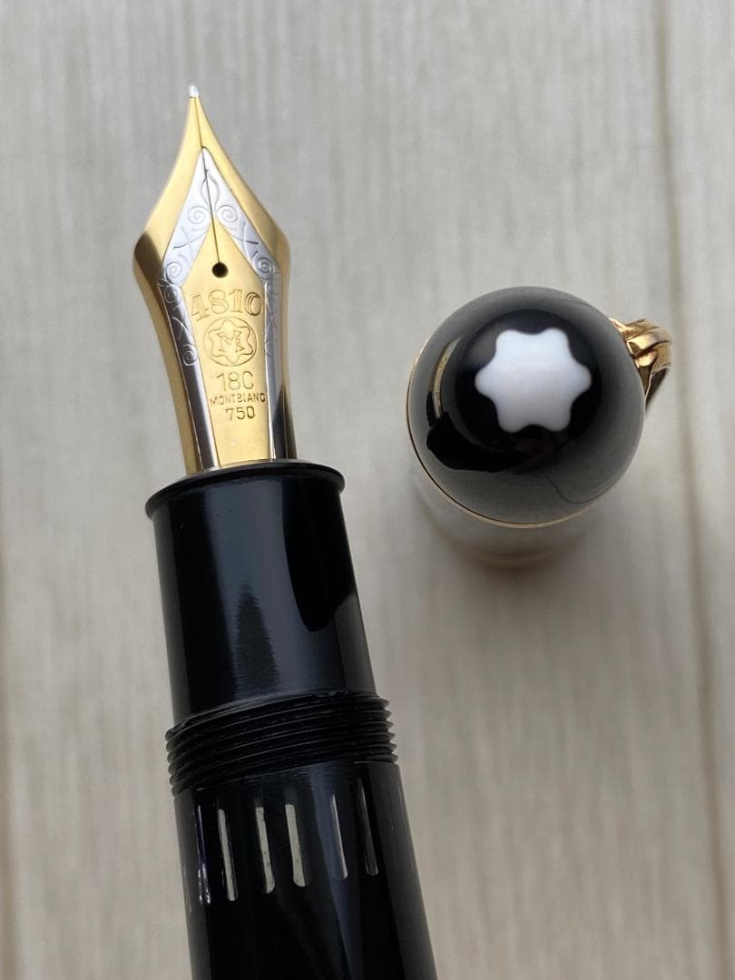 希少 美品モンブラン 149 なで肩18C（EF）中金（3帯）エボナイト 万年筆