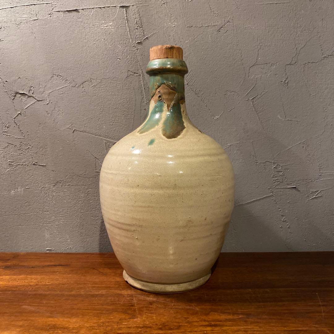 時代物 骨董品 大徳利 一輪挿し 花器 益子焼 木蓋付き コレクション