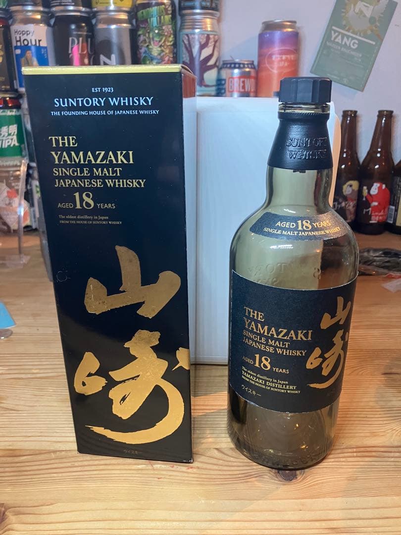 山崎 18年 シングルモルトウイスキー 750ml 空瓶+空箱