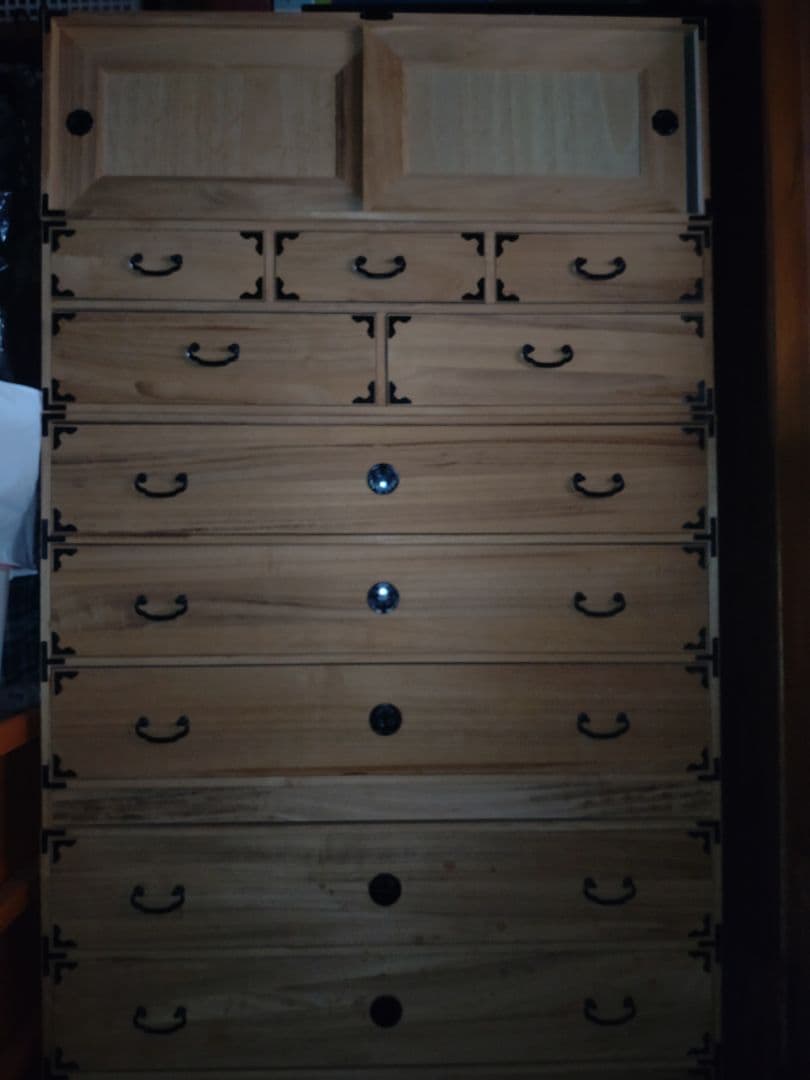 【レトロ】桐無垢材 11段収納引戸 桐箪笥