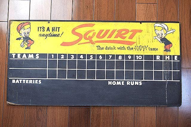 1960’s SQUIRT スクワート ビンテージ 両面 看板 スコアボード