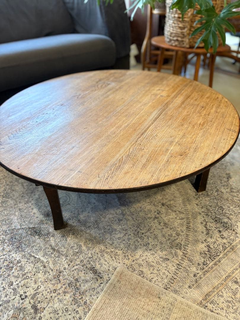 昭和アンティーク　木製ちゃぶ台　丸テーブル　折りたたみ　レトロ