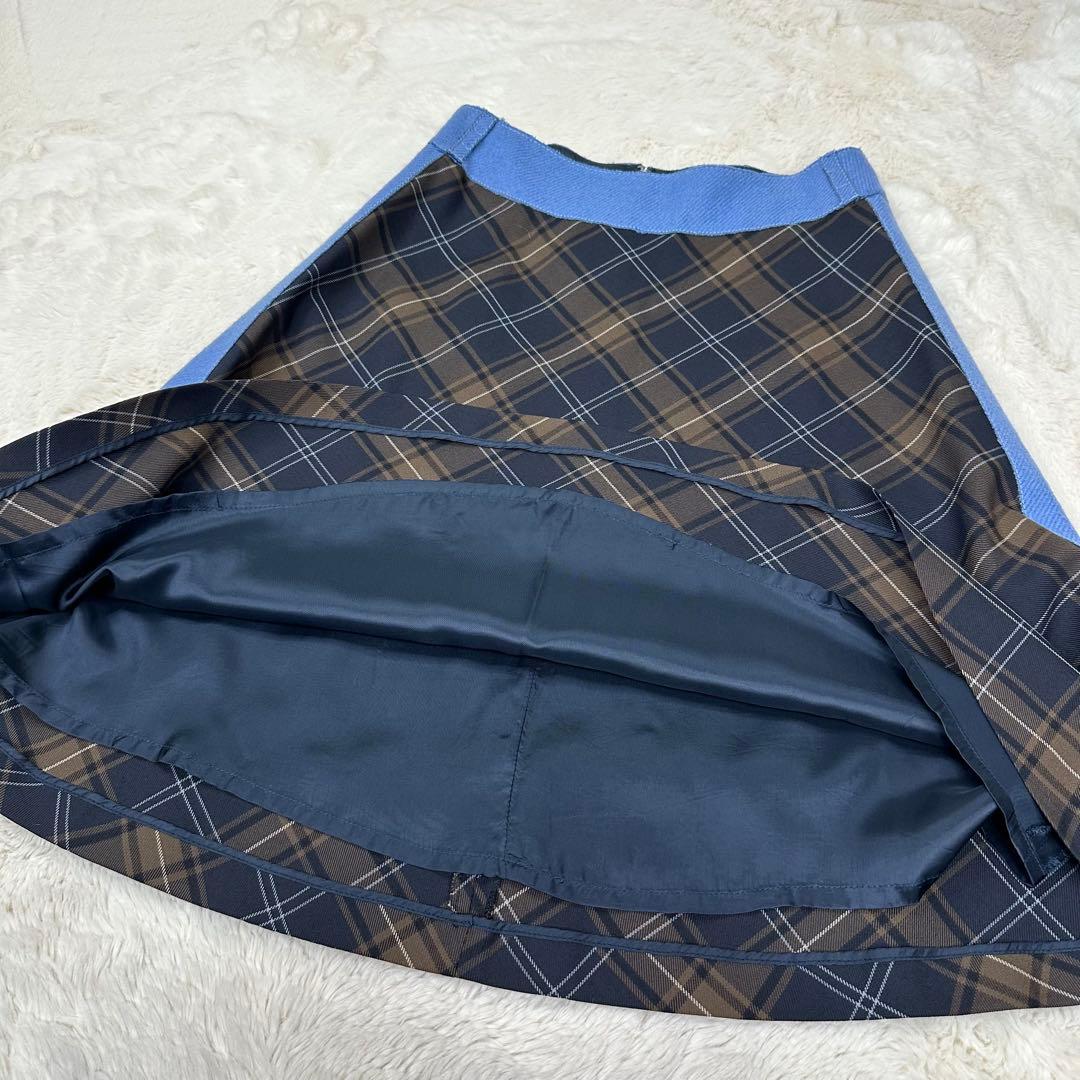✨美品✨miumiu チェック柄 Aラインスカート ウールモヘア混 上質 M