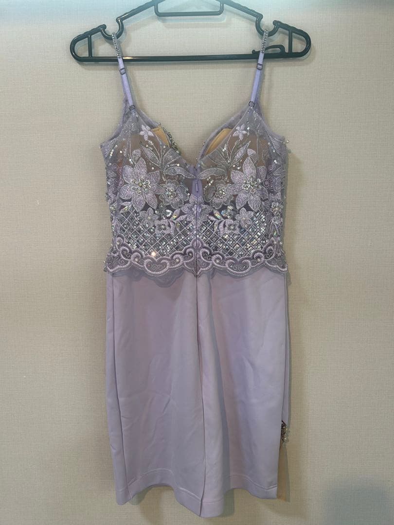 AR 薄紫 ビーズ刺繍 キャバドレス