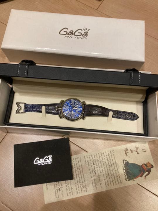 ガガミラノ　腕時計　美品☆　電池交換済み　青　GaGa MILANO