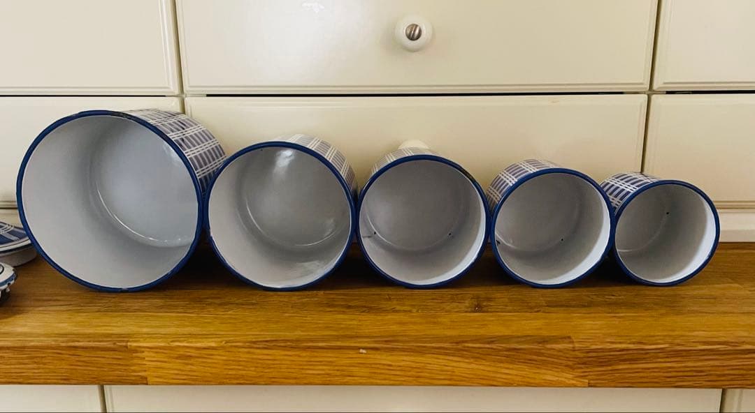 フランス アンティーク BB社 ホーローキャニスター 5個セット