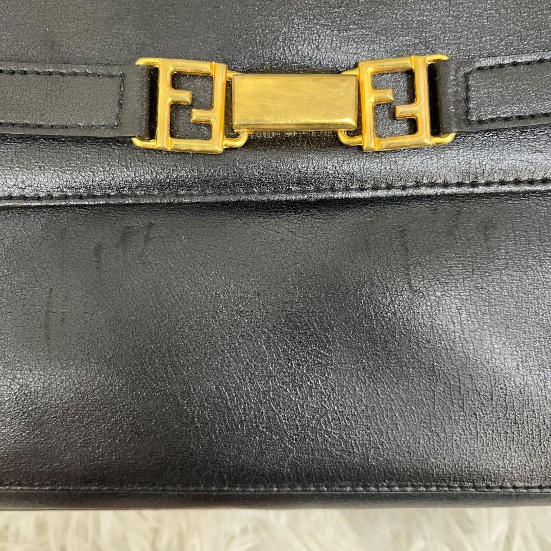 FENDI フェンディ ハンドバッグ 鍵付き 南京錠 レザー 黒 ブラック