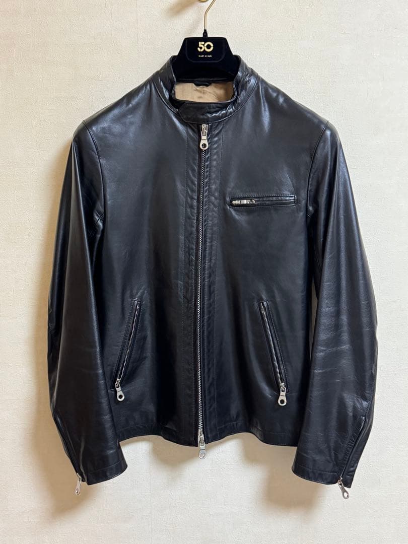 CINQUANTA / スタンドカラー シングルライダースジャケット 46サイズ