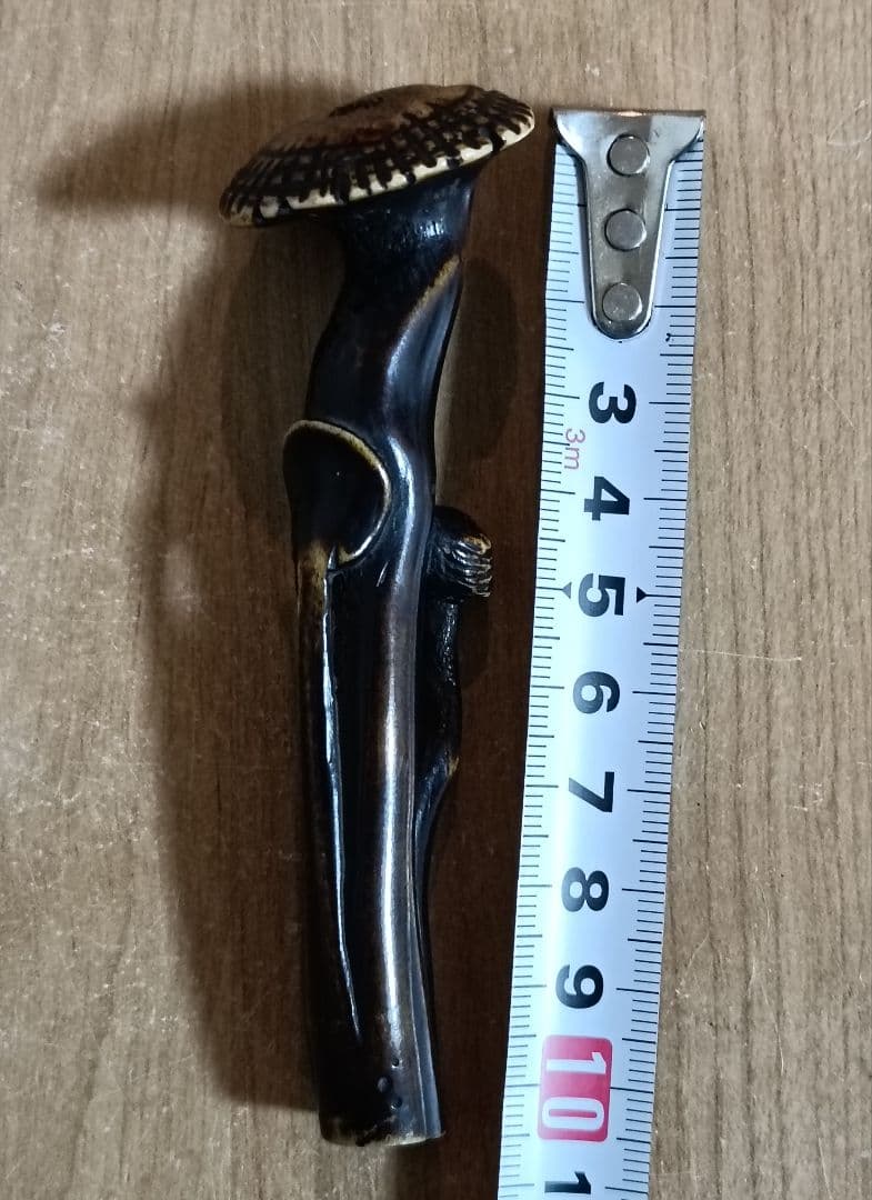 鹿角茸差し根付　古根付　鹿角彫刻根付　時代物　差し根付