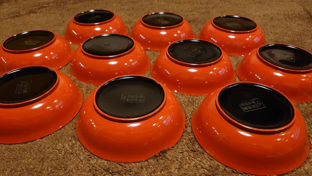 輪島塗　漆器　朱塗　豆皿　菓子皿　蔵出し　１０客