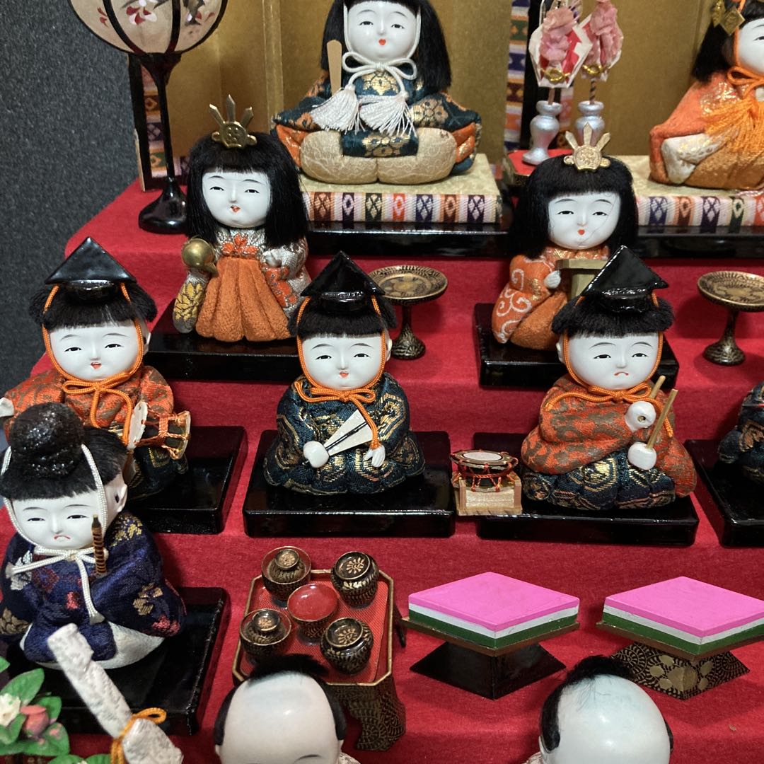 雛人形　アンティーク　木目込み十五人揃え