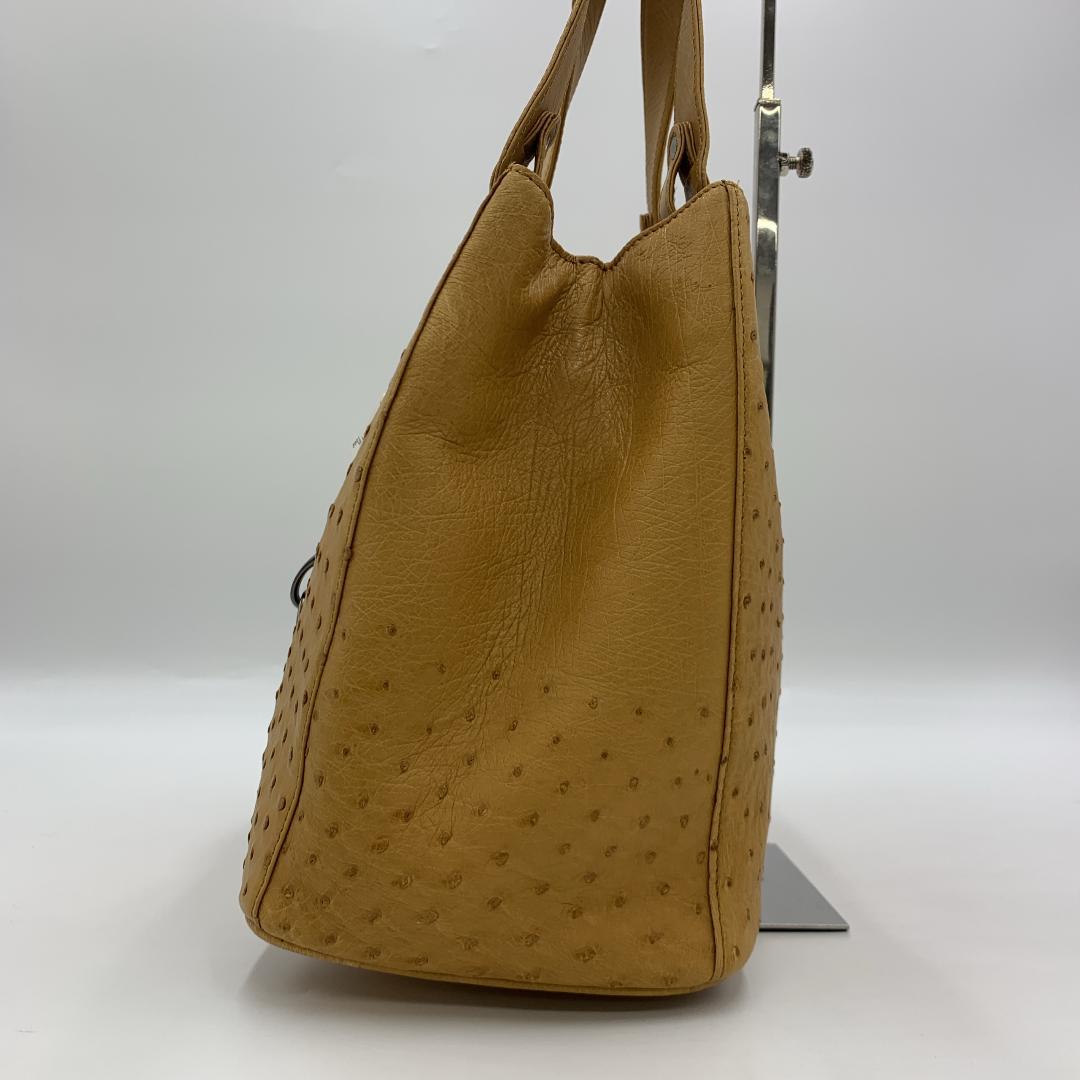 未使用品 RACINE オーストリッチ ハンドバッグ クイルマーク エキゾチック