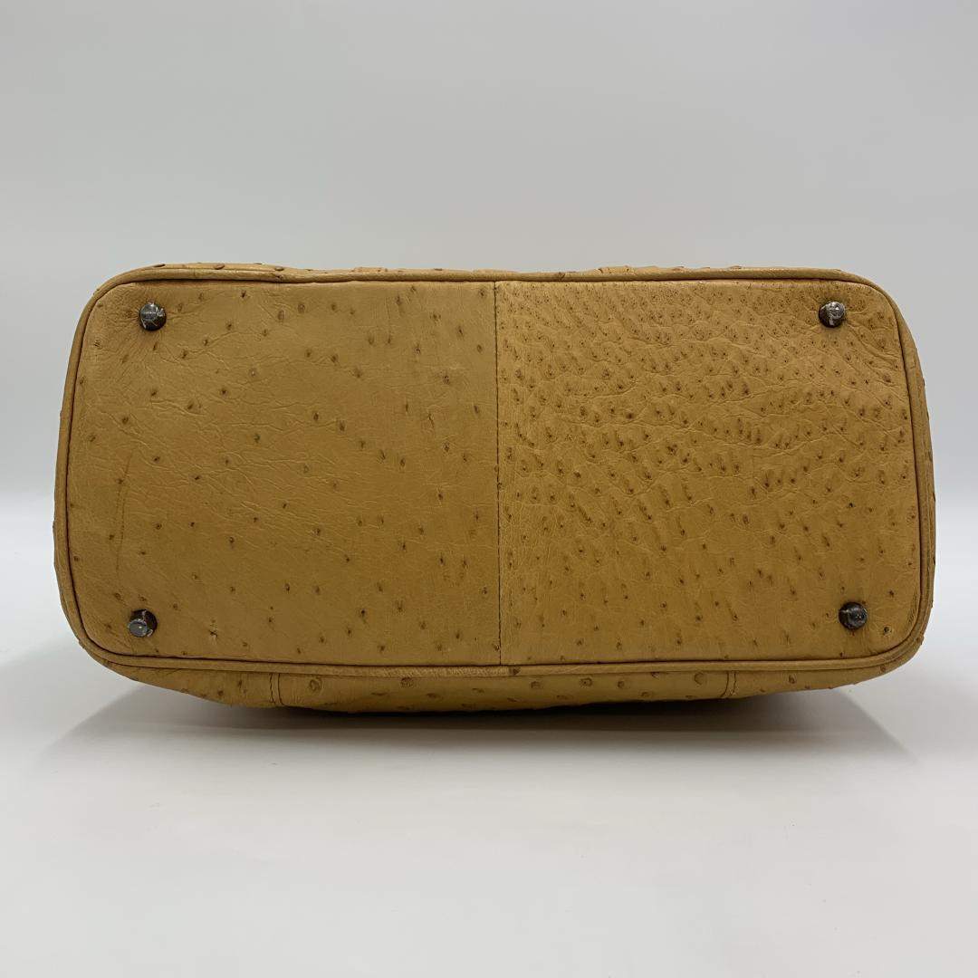 未使用品 RACINE オーストリッチ ハンドバッグ クイルマーク エキゾチック