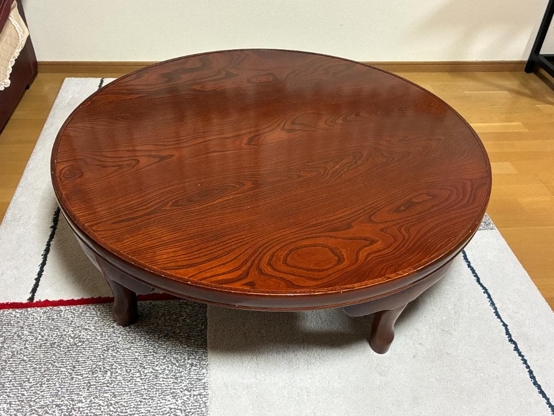 040 座卓・ちゃぶ台 円形/木製/ダークブラウン/古家具