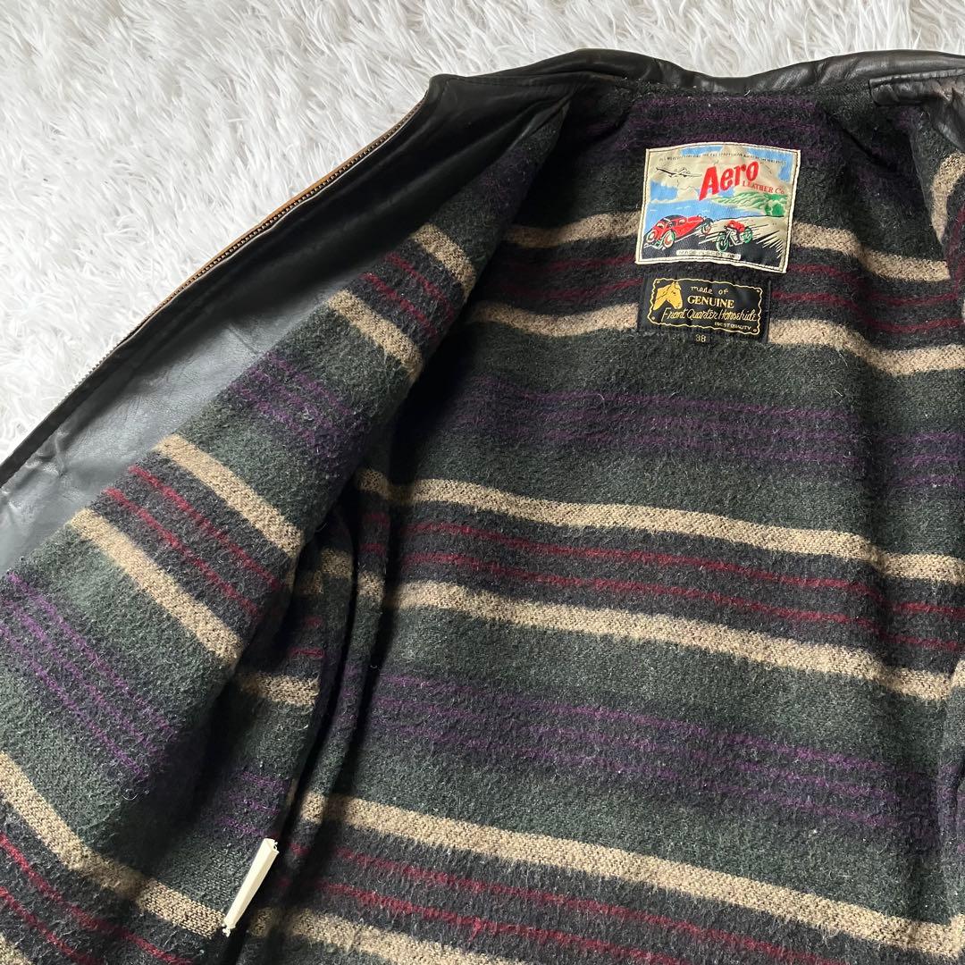 エアロレザー 革ジャン 本革 茶芯 ホースハイド ステアハイド ライダース 馬革