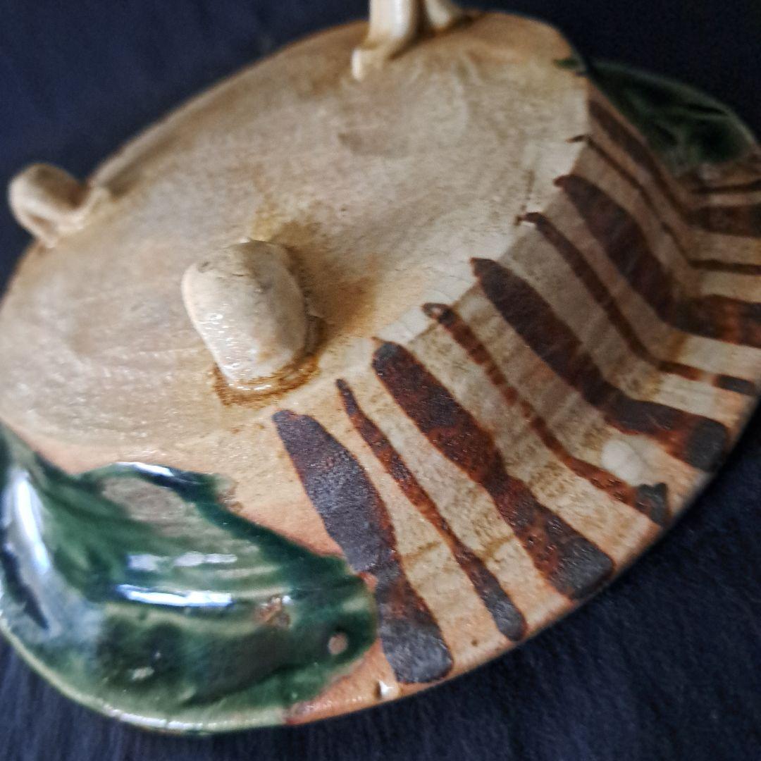 「織部(おりべ)のたたずまい」 青織部焼鉢(直径18cm) 骨董アンティーク