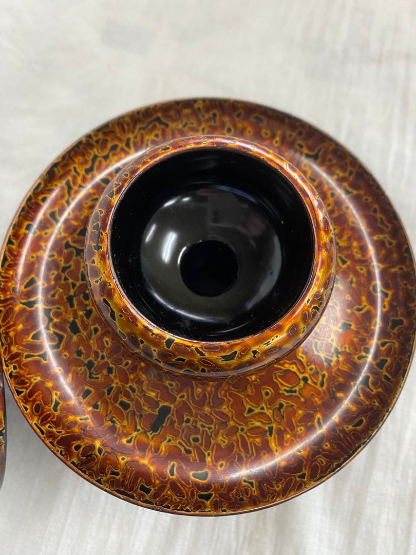 献茶台木製　虫喰塗　新品箱付き