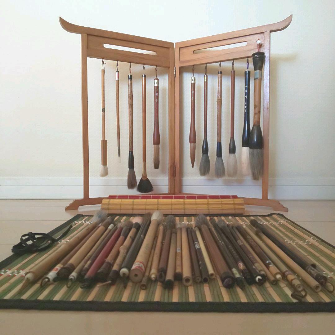 【水墨画】筆掛け& 筆38本 おまとめセット