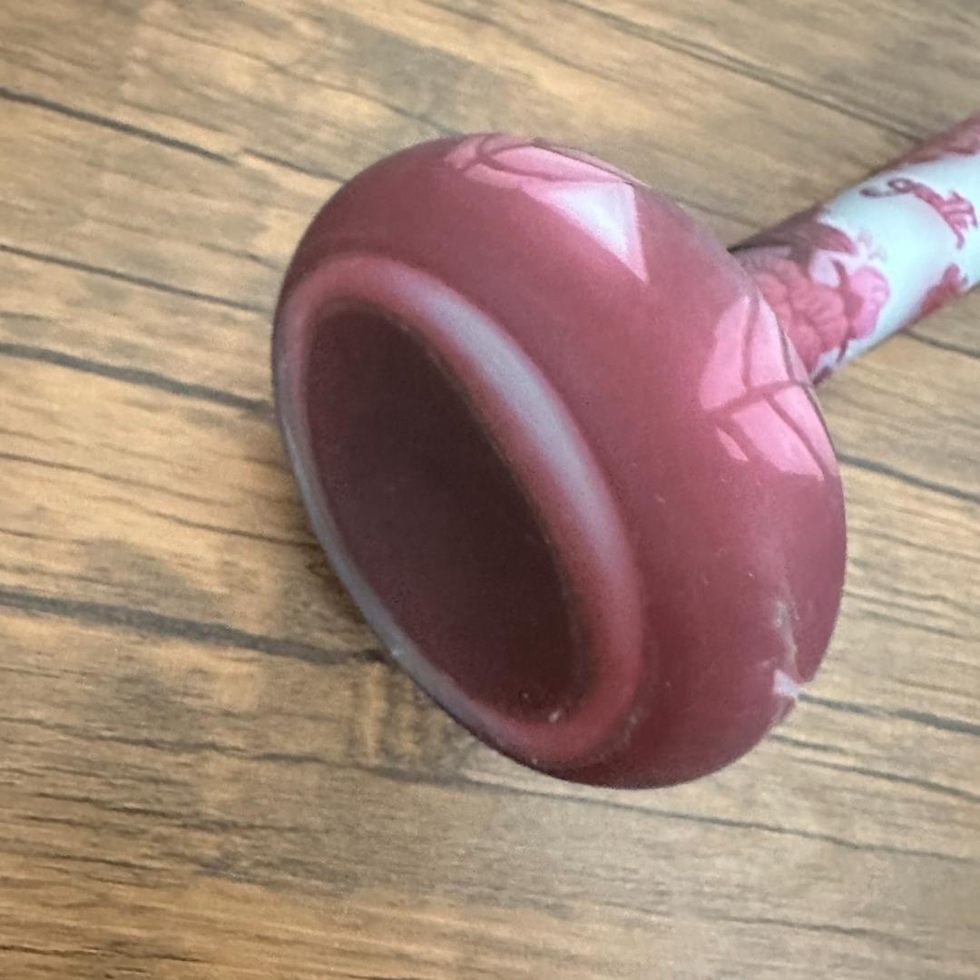 エミールガレ かわいいサイズ 一輪挿し　花瓶　カメオ彫り　被せガラス