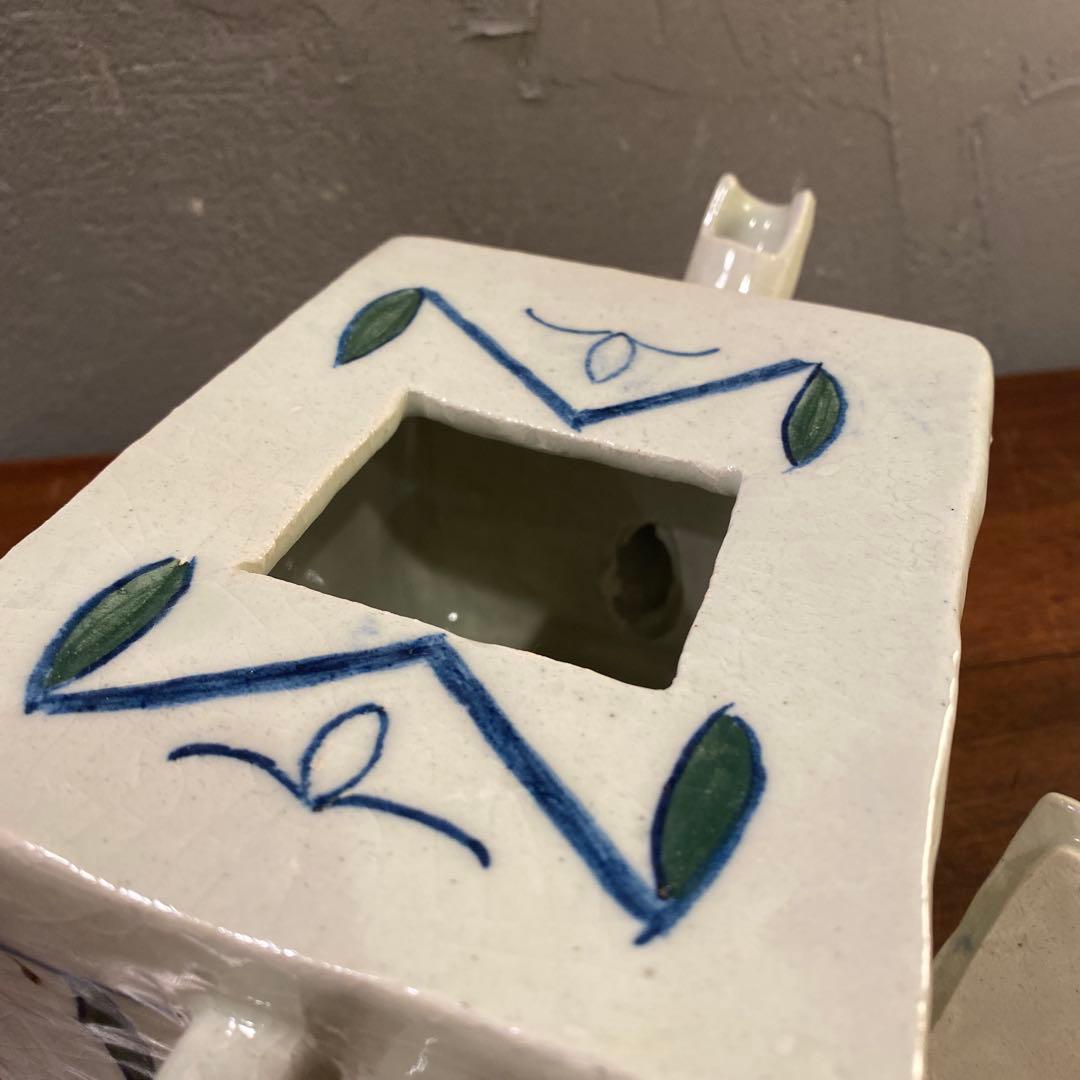 骨董品 水差し 水柱 焼き物 花柄 ヴィンテージ インテリア