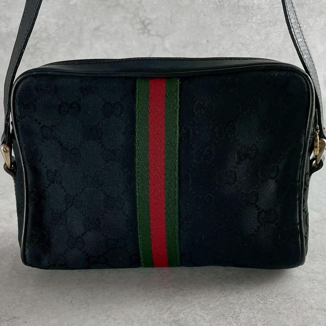 定番✨ GUCCI ショルダーバッグ GGキャンバス シェリーライン ブラック