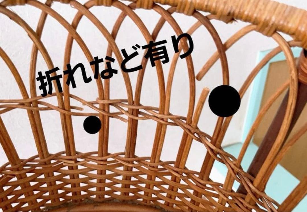 脱衣かご ラタン 藤 ラック 希少 サークル 古道具
