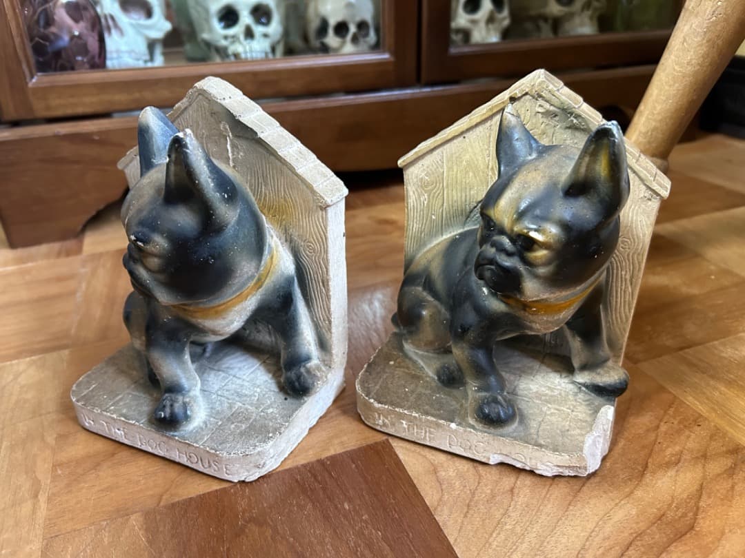 ビンテージ チョークウェア フレンチブルドッグ ブックエンド Bulldog