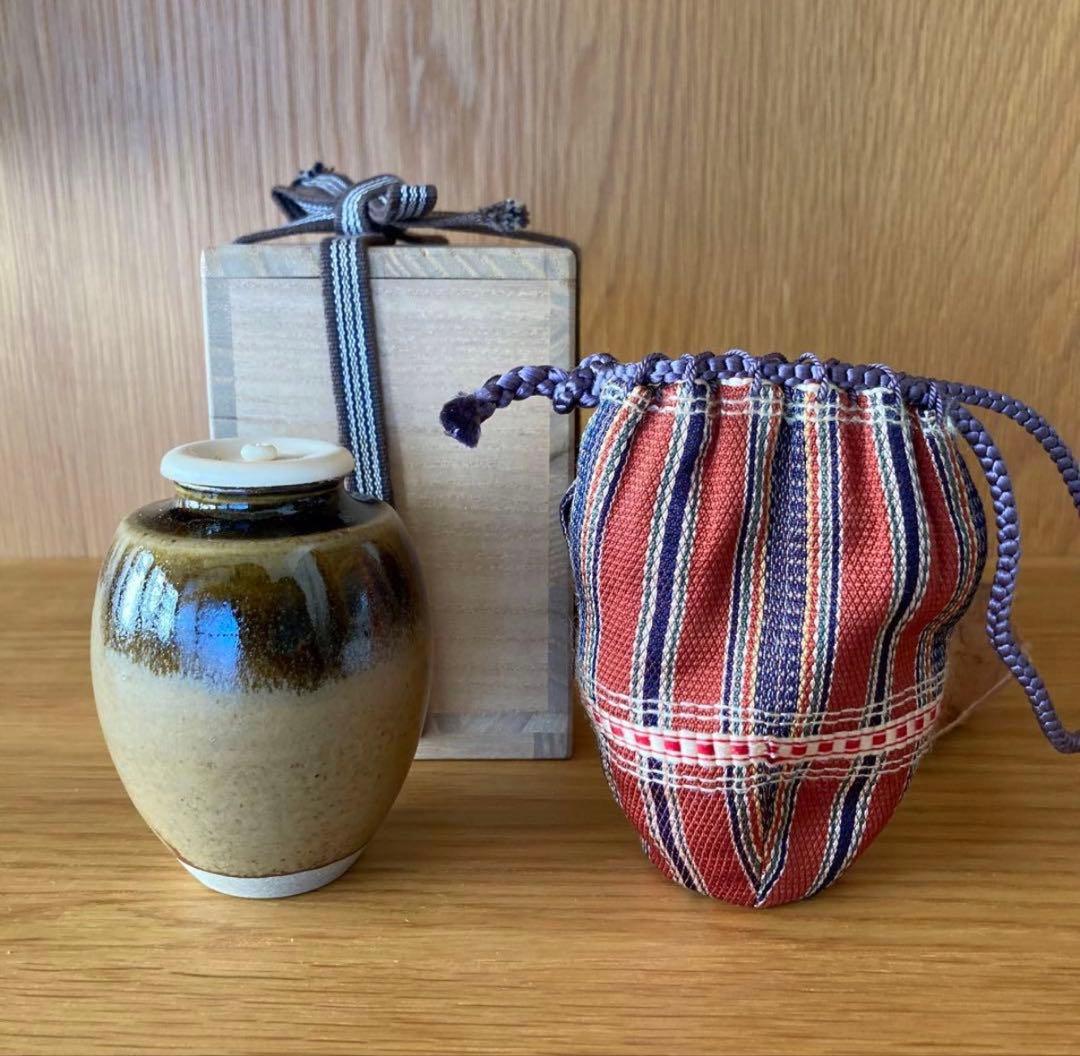 【茶道具】志戸呂焼 白幡鳳悦 造 茶入