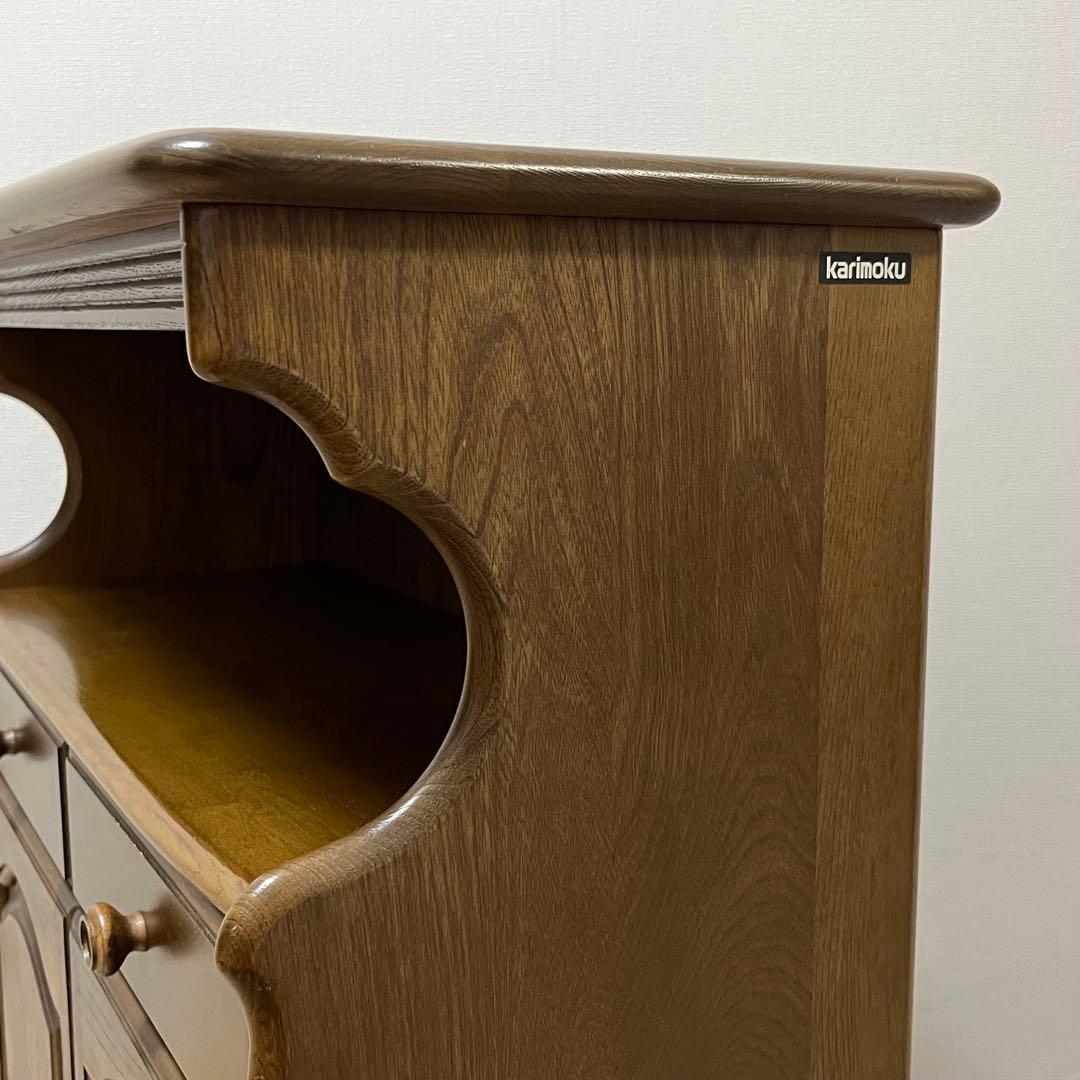 美品 Karimoku カリモク 木製 電話台 キャビネット飾り棚