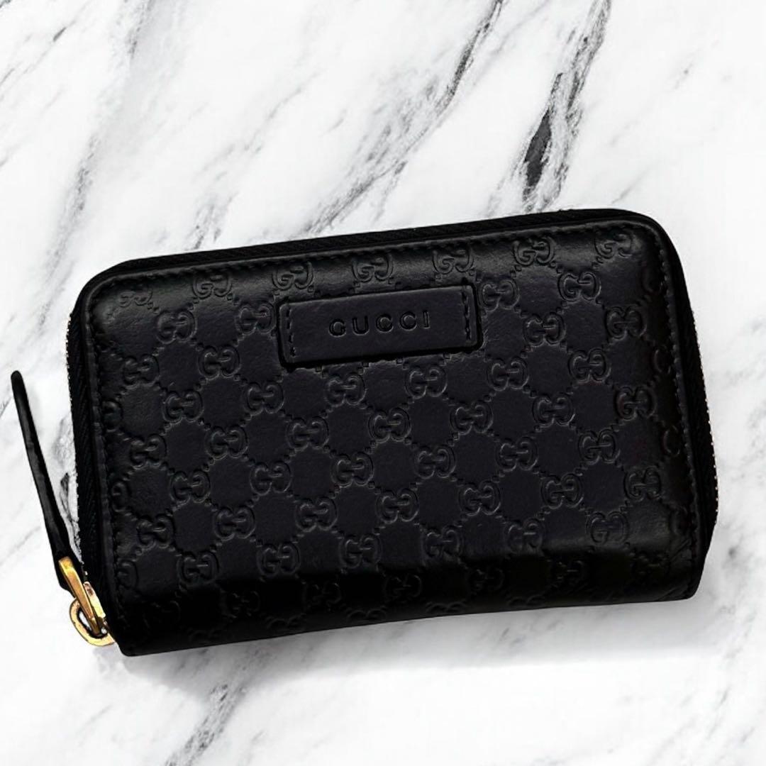 美品 グッチ マイクロシマ ケース 財布 小銭入れ カード コンパクト 黒