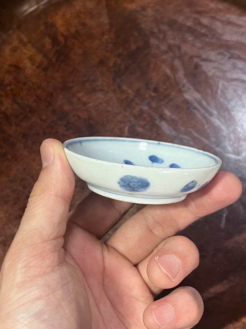 古伊万里　藍九谷　無傷完品　藍柿右衛門　豆皿　小皿　民藝　民芸　平盃　そば猪口