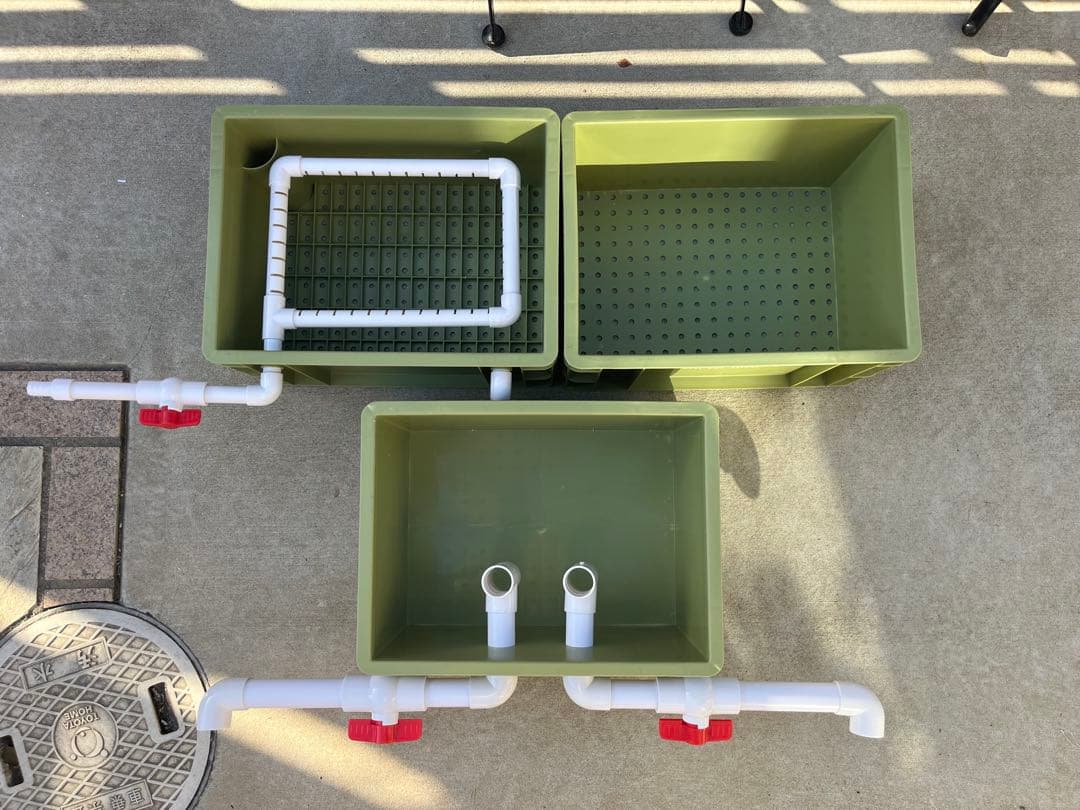 三段式万能濾過装置、濾過層濾過飼育 濾過装置、外部フィルター