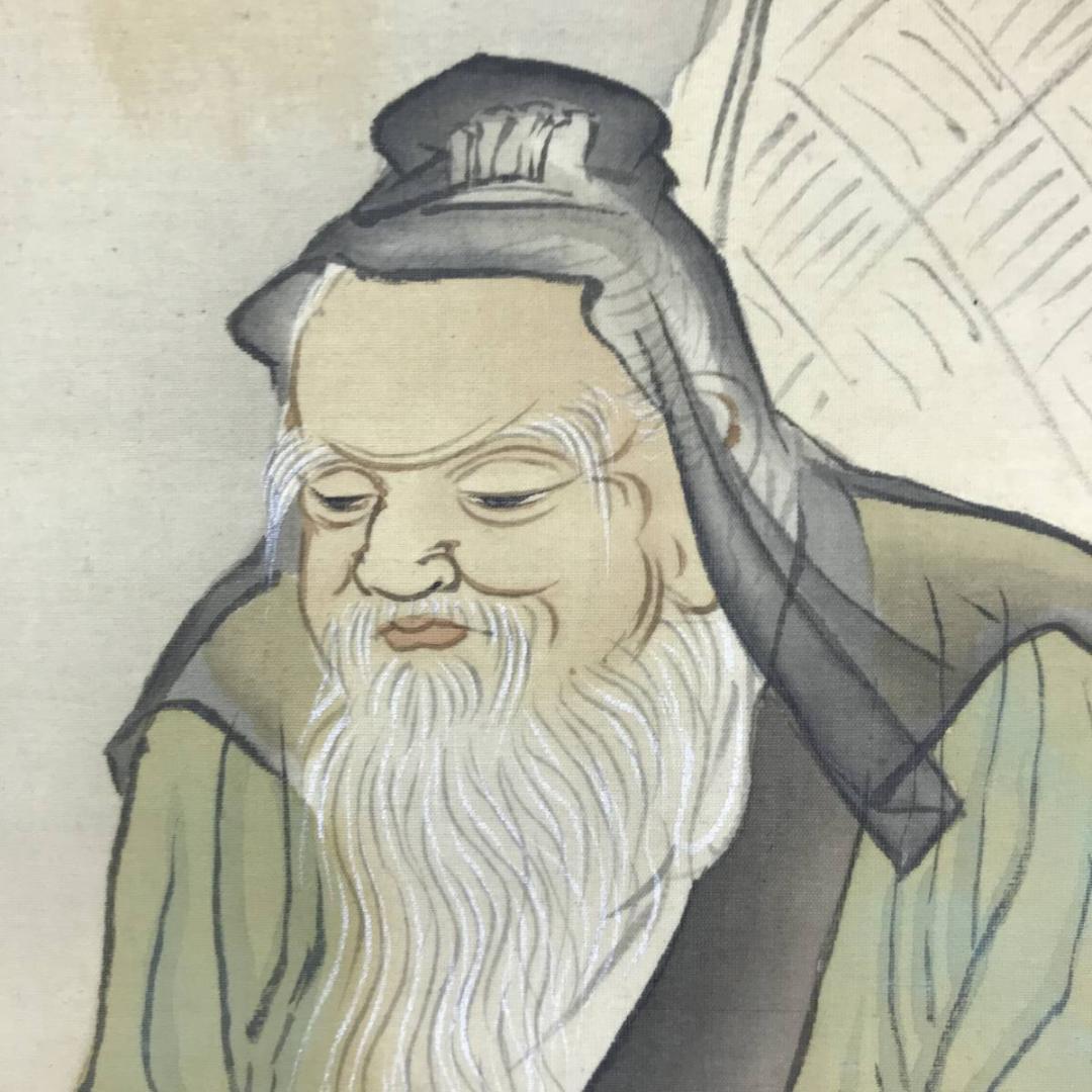 【真作】伊藤龍涯/太公望図/人物図/釣人図/掛軸/名家伝来/AD-274