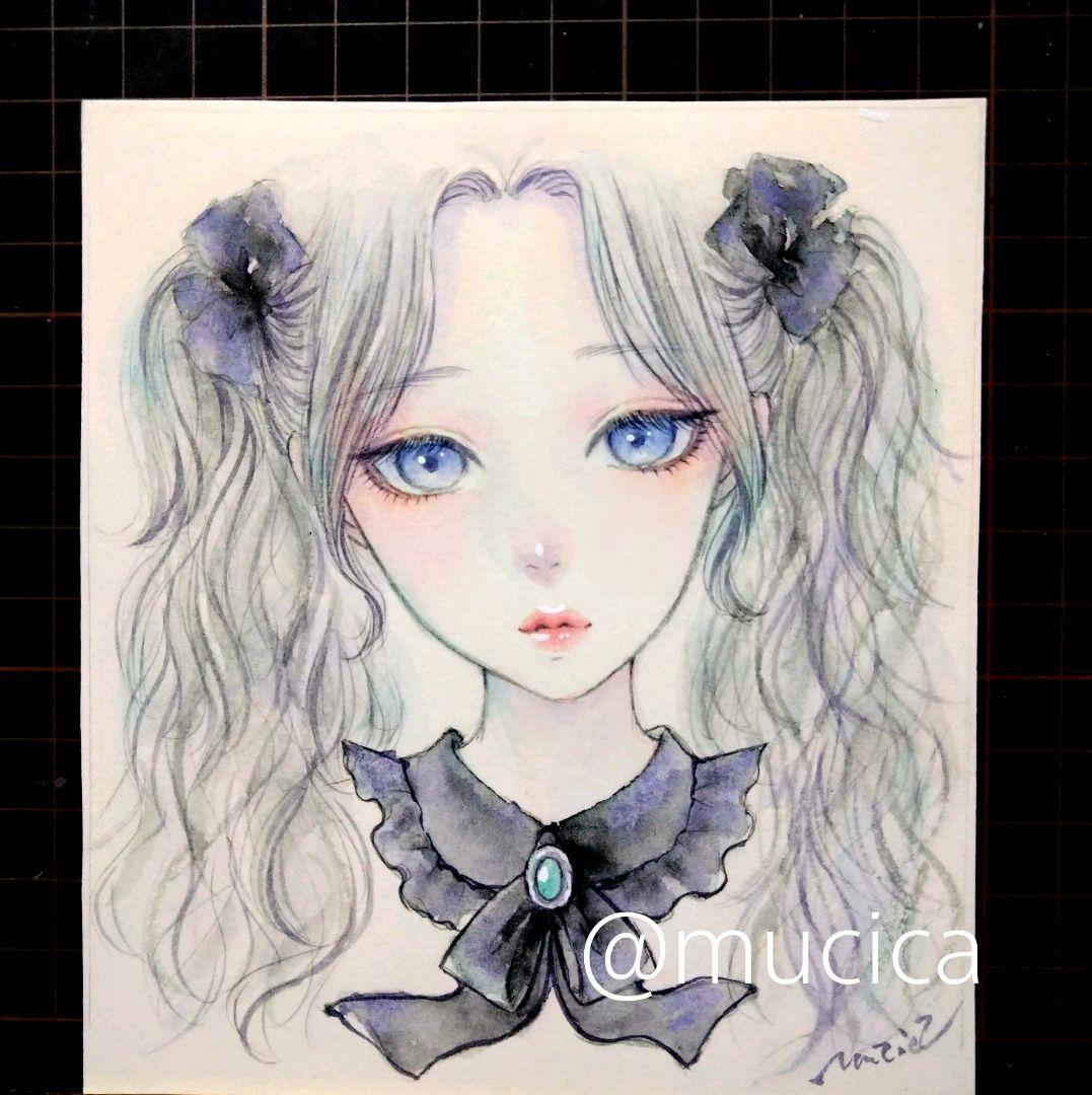 25124A 肉筆原画　手描きイラスト　絵画　オリジナル　アナログ　水彩画