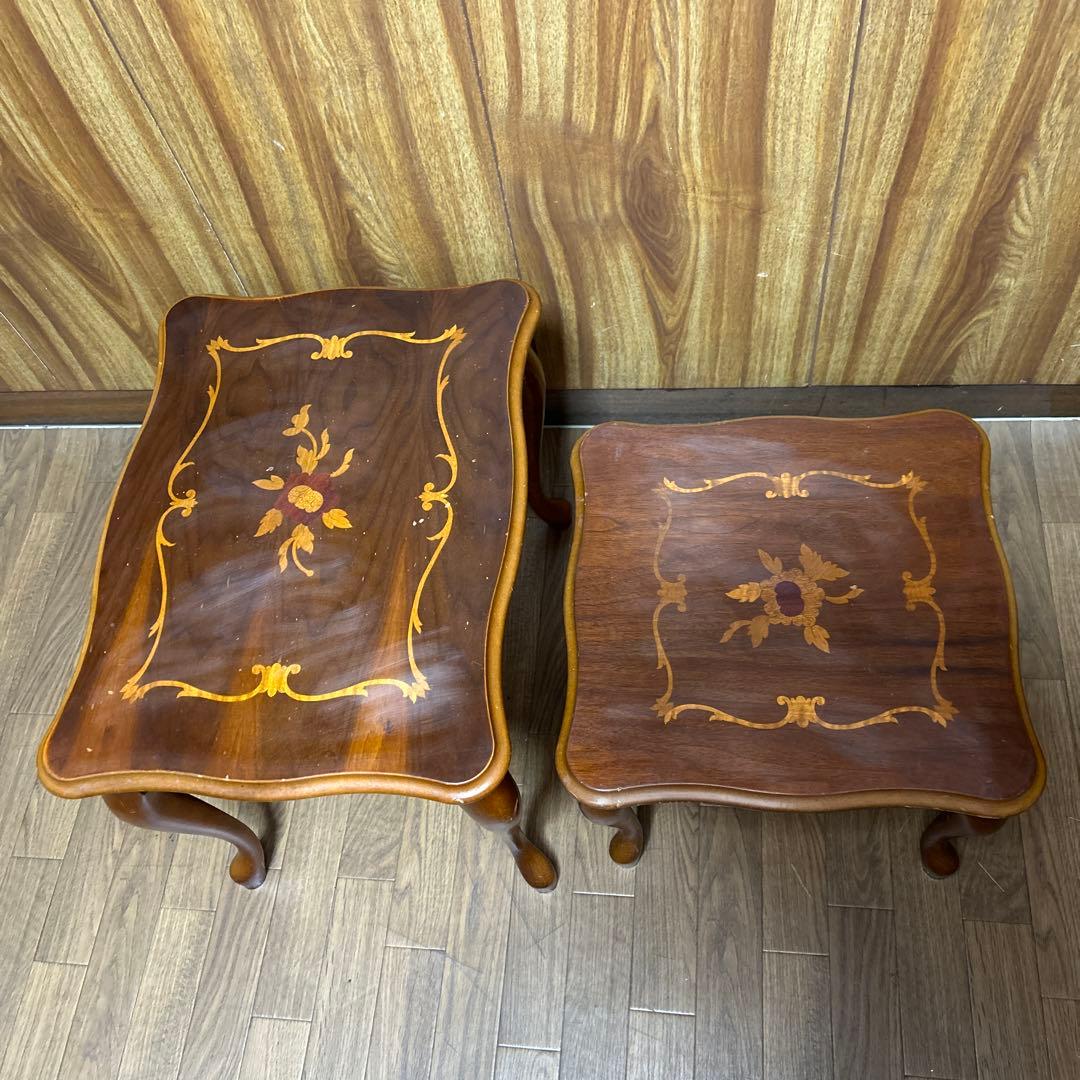 イタリア 象嵌 猫足　アンティーク ネストテーブル　　　　 3セット