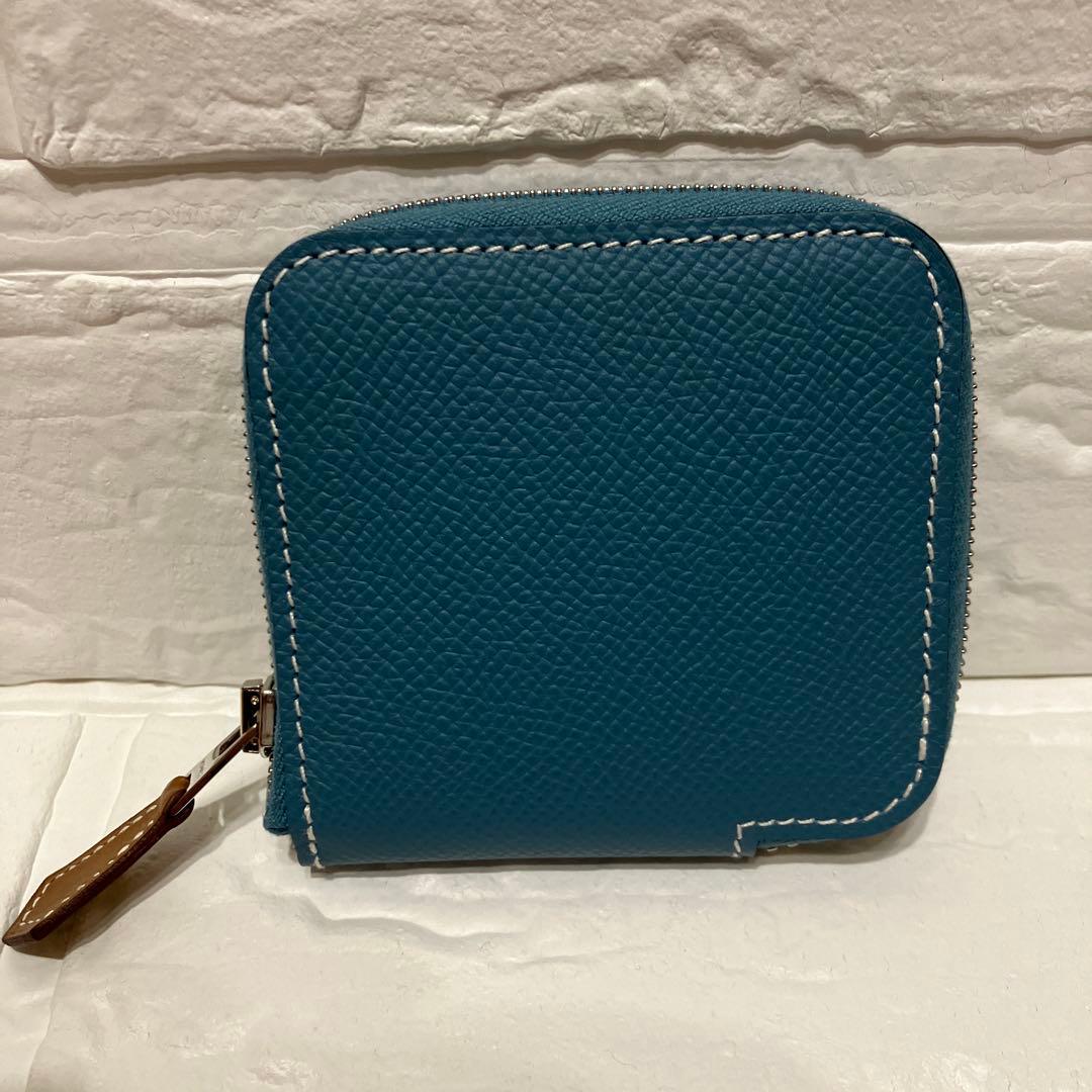 新品　HERMES アザップ　シルクインコンパクト　ケース ブルージーン