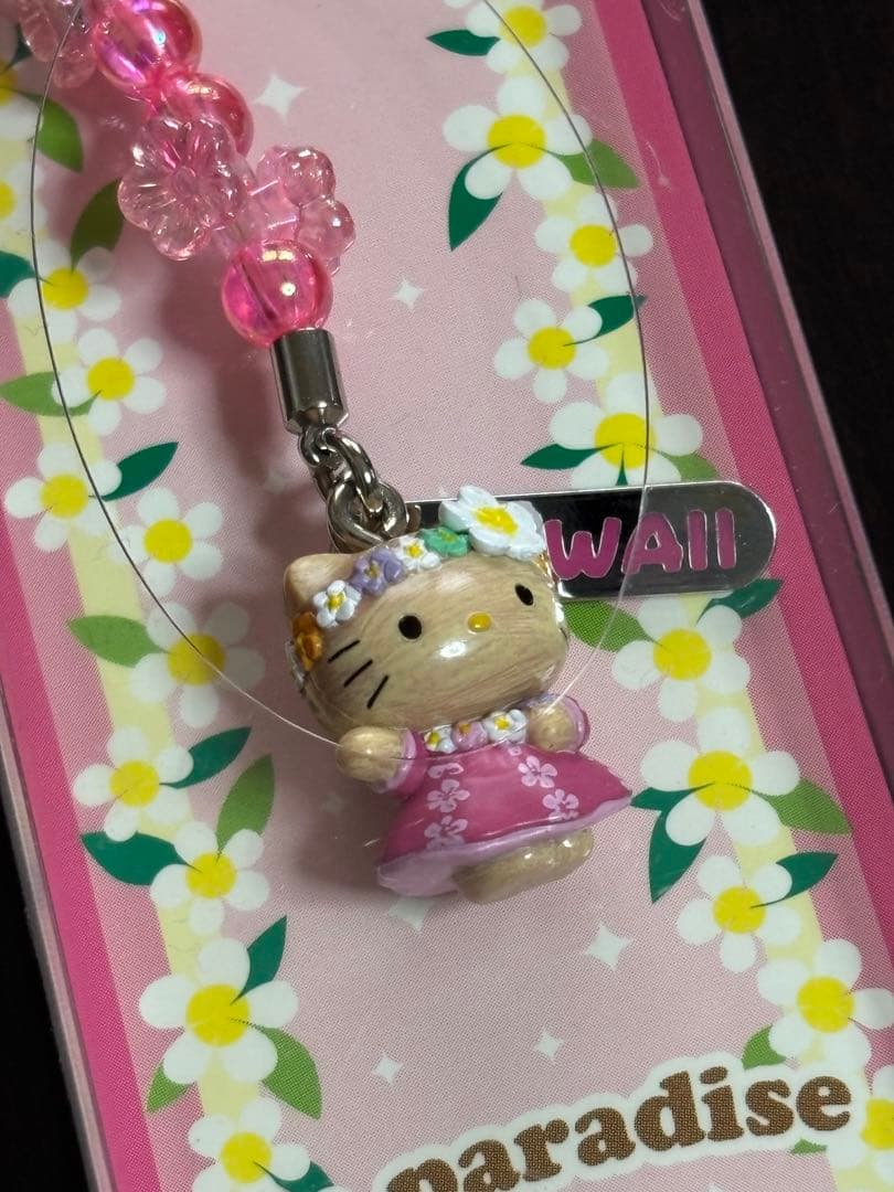 激レア ハローキティ ハワイ限定 ストラップ 日焼け フラダンス プルメリア