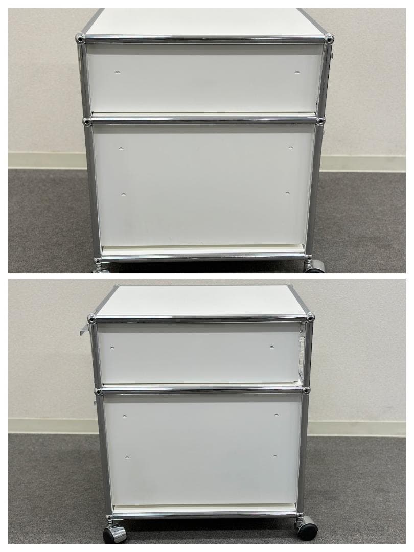 正規品■USMハラー■ロールボーイ　デスクワゴン　2段　鍵なし　ホワイト　白