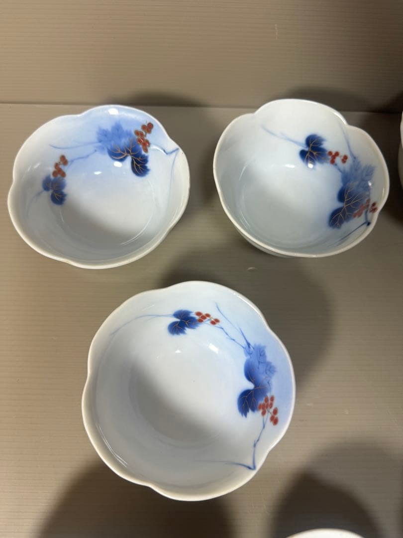2207   有田焼 芳祥堂特製　葡萄瑠璃　中鉢5客　小鉢5客