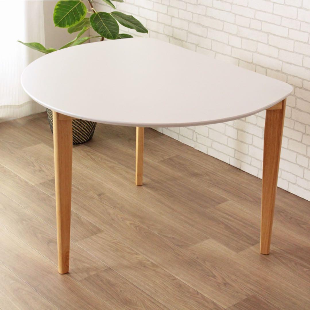 訳あり ダイニングテーブル 半円形 ホワイト 北欧 2人用 木製
