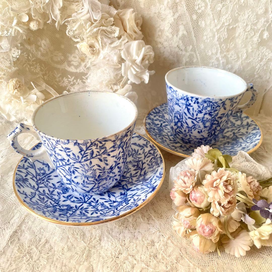 2客セットザクロ柄カップ&ソーサーC&S マーストリヒト　検フランスアンティーク