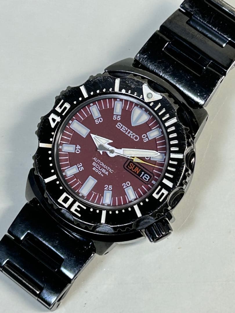 完動 SEIKO ナイトモンスター SCUBA 7S26-03G0ブラウンレッド